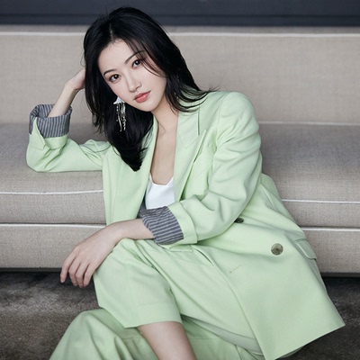 景甜同款绿色西服